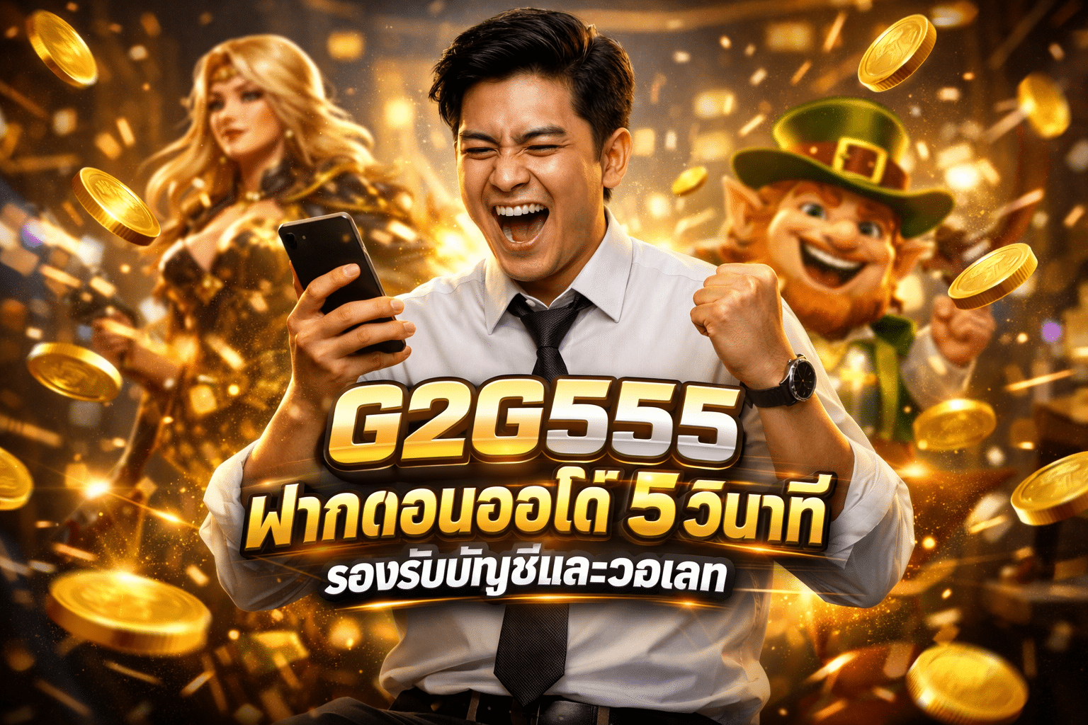 G2G555 ฝากถอนออโต้ 5 วินาที รองรับบัญชีและวอเลท